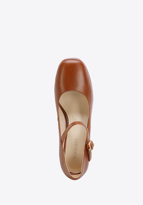 Chunky high heeled Mary - Jane shoes, brown, 96-D-506-5-39, Photo 4