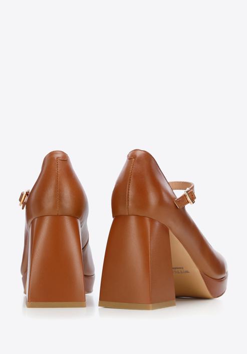 Chunky high heeled Mary - Jane shoes, brown, 96-D-506-5-39, Photo 5