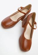 Chunky high heeled Mary - Jane shoes, brown, 96-D-506-5-35, Photo 7
