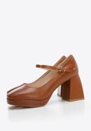 Chunky high heeled Mary - Jane shoes, brown, 96-D-506-5-40, Photo 8