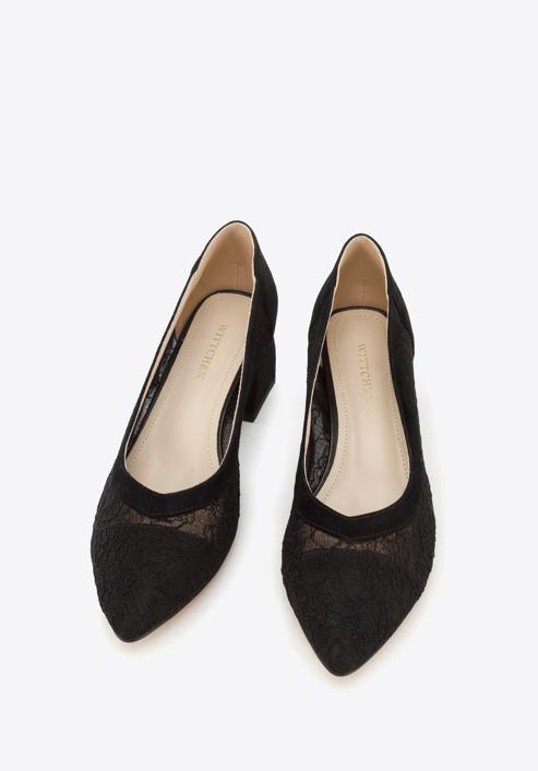 Lace mesh court shoes, black, 96-D-504-1-37, Photo 3