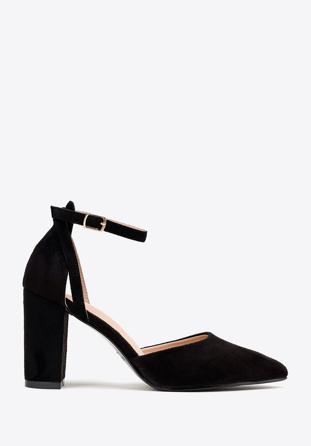 Women's suedette court shoes with block heel, black, 98-DP-207-1-37, Photo 1