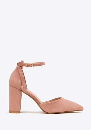 Women's suedette court shoes with block heel, muted pink, 98-DP-207-P-41, Photo 1