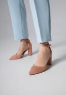 Women's suedette court shoes with block heel, muted pink, 98-DP-207-1-39, Photo 15