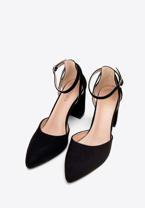 Women's suedette court shoes with block heel, black, 98-DP-207-P-37, Photo 2