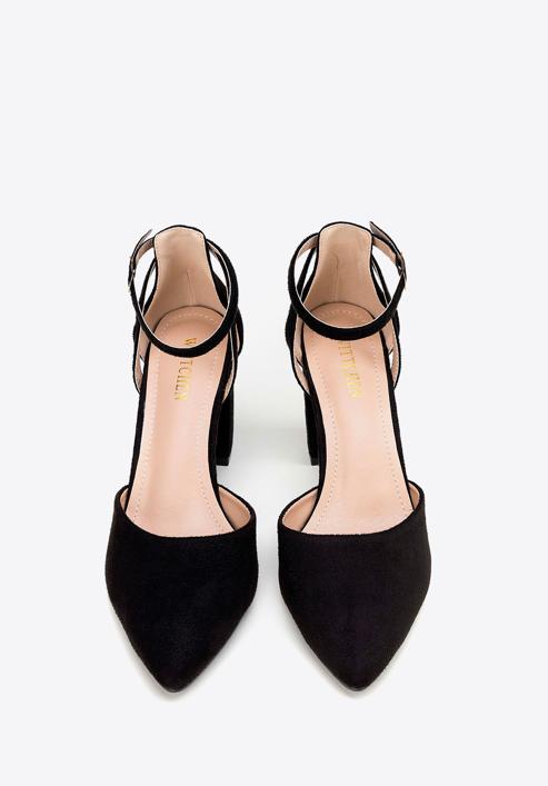 Women's suedette court shoes with block heel, black, 98-DP-207-P-41, Photo 3