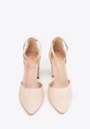 Women's suedette court shoes with block heel, beige, 98-DP-207-9-40, Photo 3