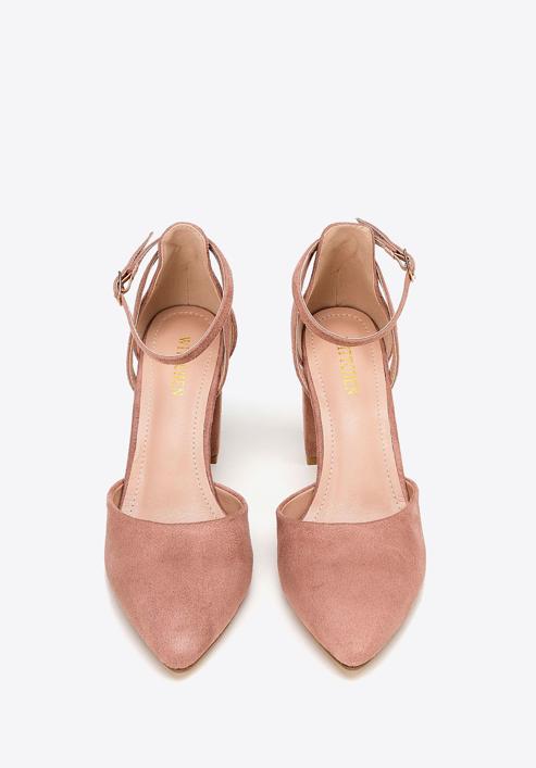 Women's suedette court shoes with block heel, muted pink, 98-DP-207-1-39, Photo 3
