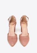 Women's suedette court shoes with block heel, muted pink, 98-DP-207-P-35, Photo 3