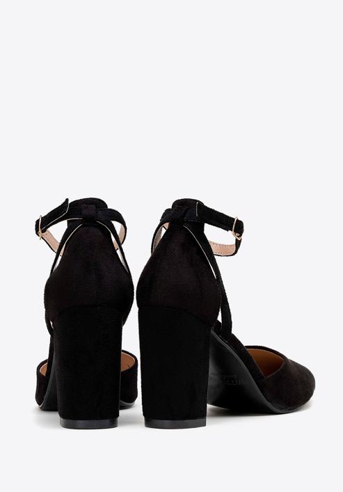 Women's suedette court shoes with block heel, black, 98-DP-207-1-41, Photo 4
