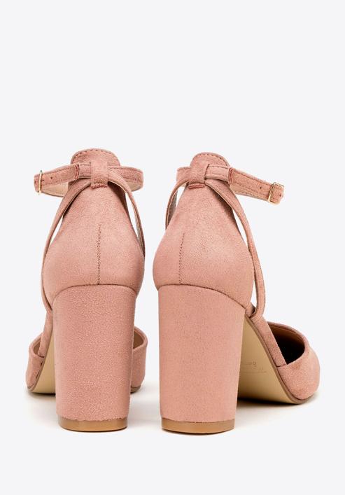 Women's suedette court shoes with block heel, muted pink, 98-DP-207-P-36, Photo 4