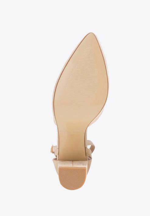 Women's suedette court shoes with block heel, beige, 98-DP-207-1-36, Photo 6