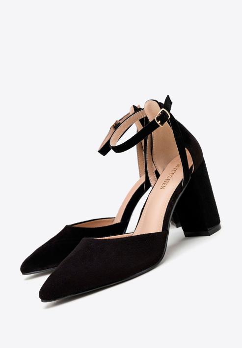 Women's suedette court shoes with block heel, black, 98-DP-207-P-41, Photo 7
