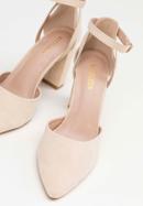 Women's suedette court shoes with block heel, beige, 98-DP-207-P-35, Photo 7