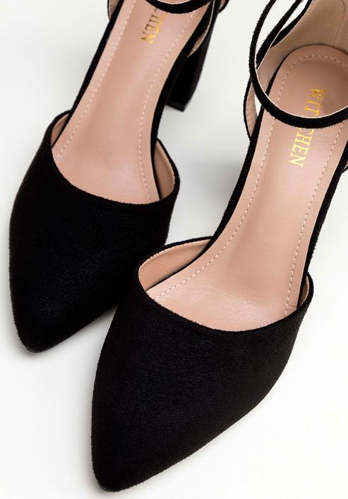 Women's suedette court shoes with block heel, black, 98-DP-207-1-39, Photo 8