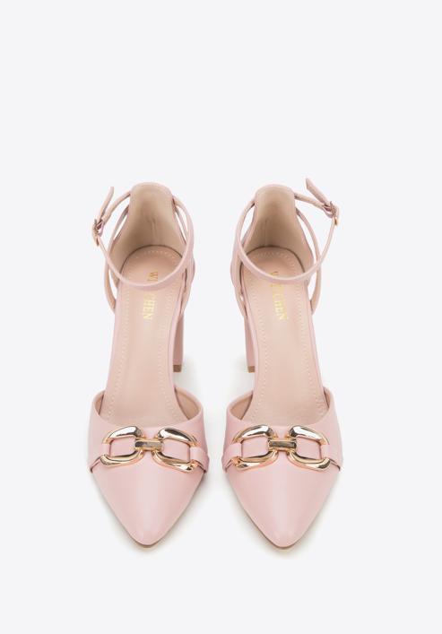 Women's block heel court shoes, light pink, 98-DP-208-1-35, Photo 3
