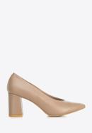 Leather court shoes, dark beige, 94-D-802-1-38, Photo 1