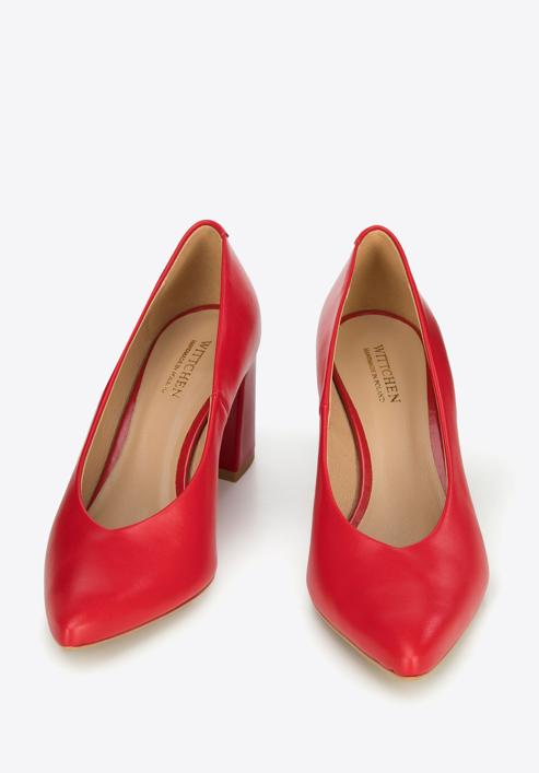 Leather court shoes, red, 94-D-802-3-35, Photo 2