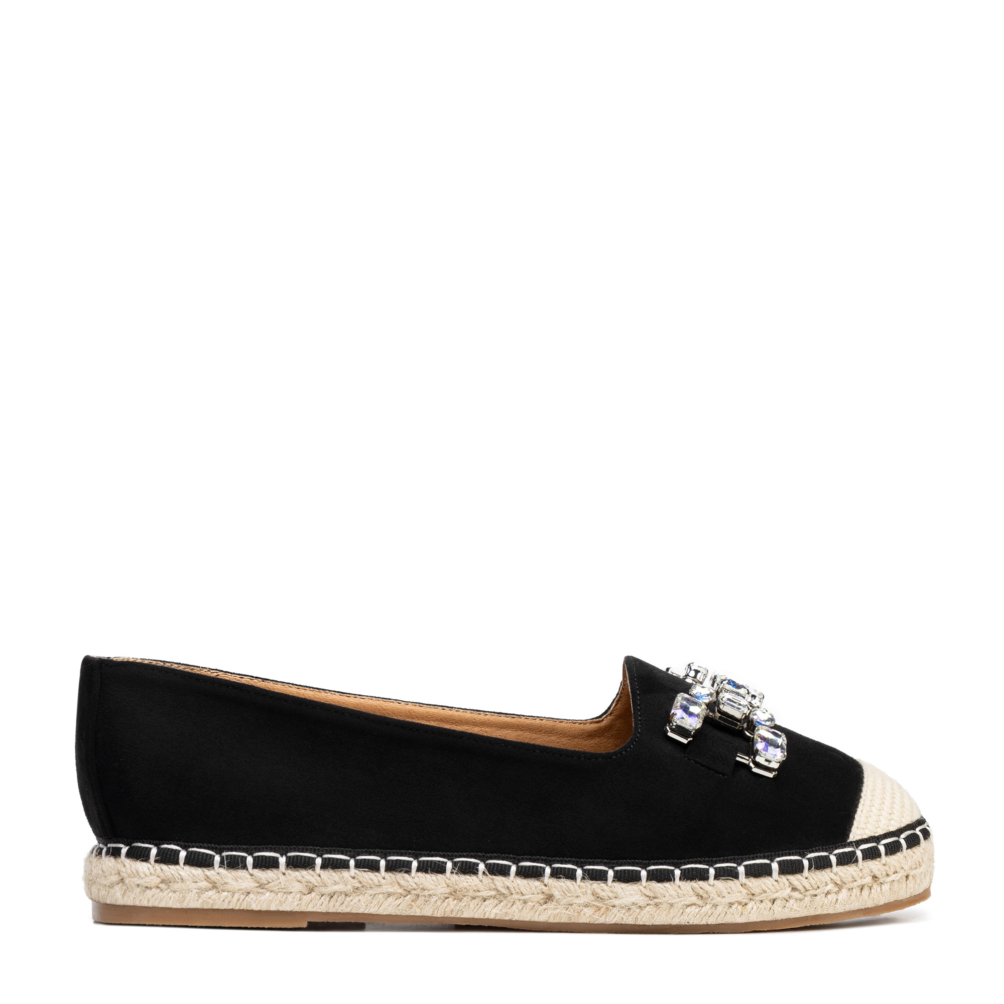 Dámske espadrilky s bižutérnou ozdobou béžové 100-DP-208-1