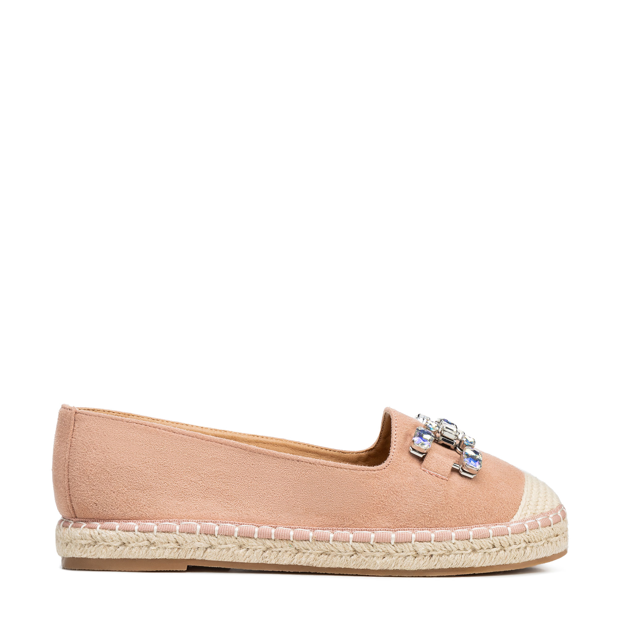 Dámske espadrilky s bižutérnou ozdobou ružové 100-DP-208-P