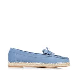 Women's espadrilles with a fringe trim with a bow detail, blue, 94-DP-201-7-37, Photo 1