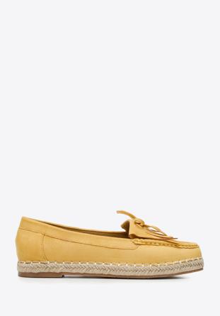 Women's espadrilles with a fringe trim with a bow detail, yellow, 94-DP-201-Y-37, Photo 1