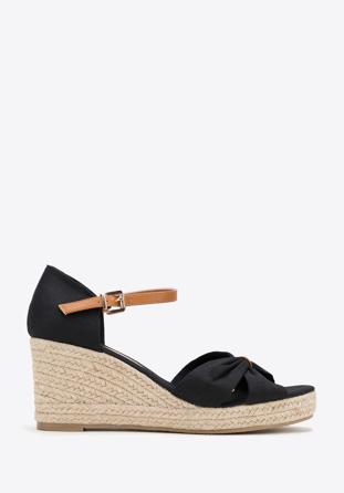 Women's wedge espadrilles with bow detail, black, 98-DP-500-1-40, Photo 1