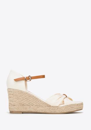 Women's wedge espadrilles with bow detail, cream, 98-DP-500-9-35, Photo 1