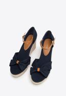 Women's wedge espadrilles with bow detail, navy blue, 98-DP-500-N-36, Photo 2
