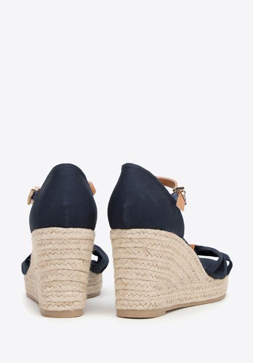 Women's wedge espadrilles with bow detail, navy blue, 98-DP-500-N-36, Photo 4