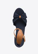 Women's wedge espadrilles with bow detail, navy blue, 98-DP-500-N-36, Photo 5