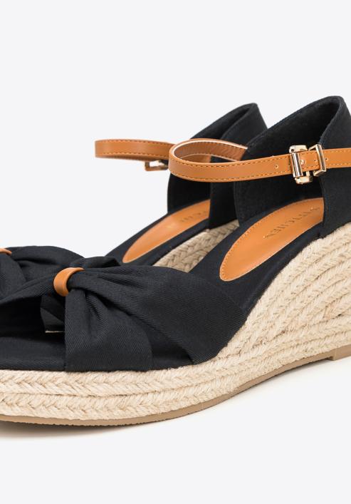 Women's wedge espadrilles with bow detail, black, 98-DP-500-N-37, Photo 7