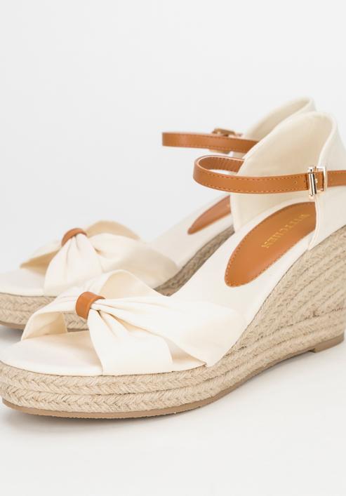 Women's wedge espadrilles with bow detail, cream, 98-DP-500-N-36, Photo 8