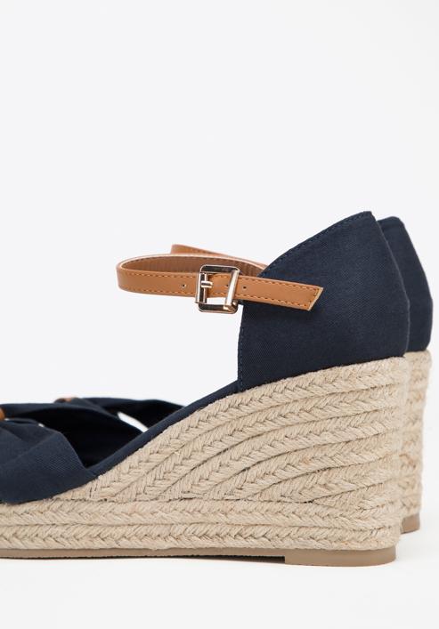 Women's wedge espadrilles with bow detail, navy blue, 98-DP-500-N-36, Photo 9