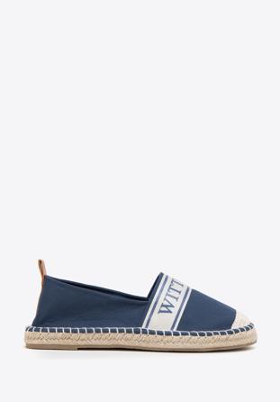 Damskie espadryle z lamówką z napisem WITTCHEN, granatowy, 98-DP-802-N-38, Zdjęcie 1