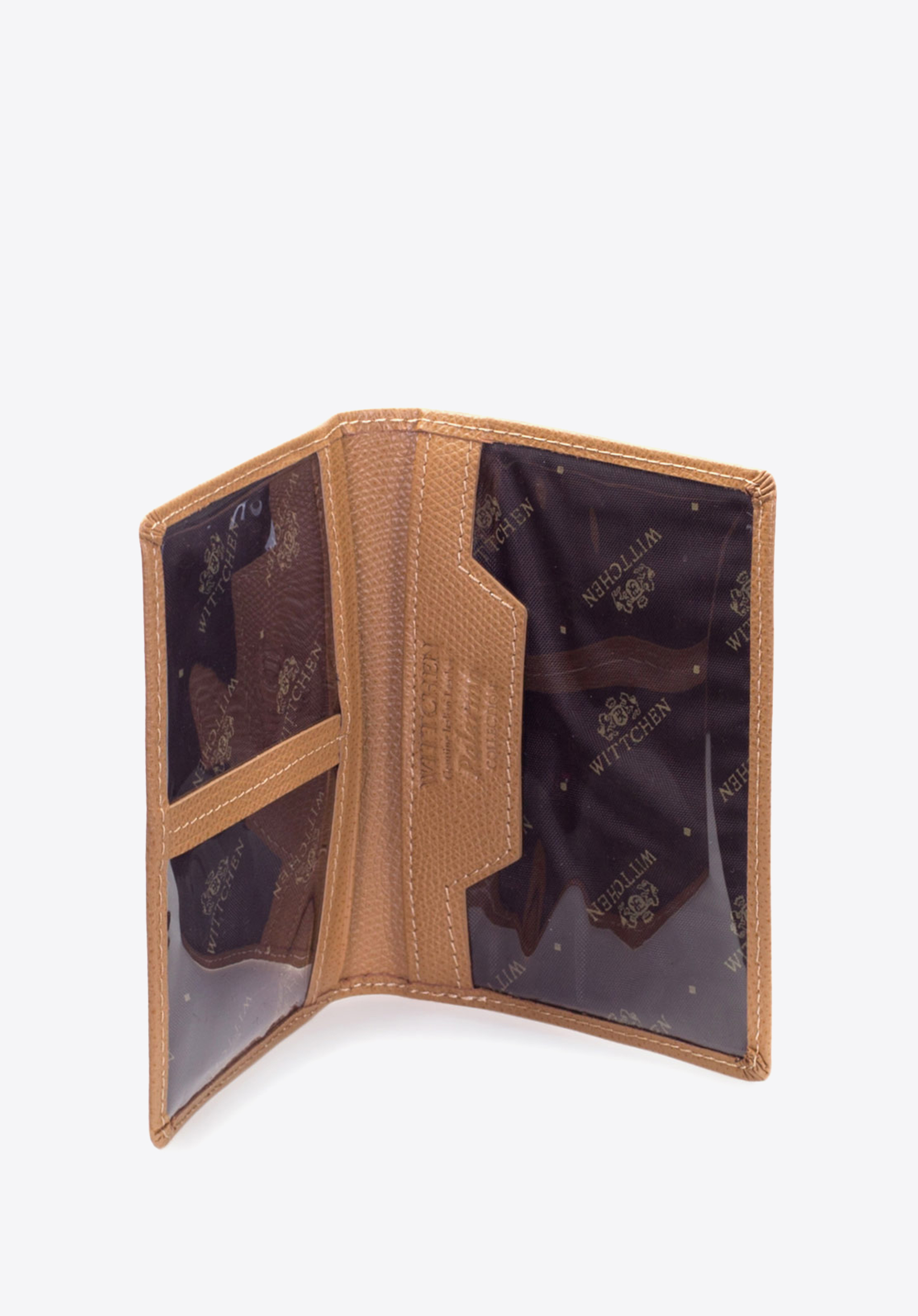 Damskie etui na dokumenty ze skóry kolorowe, camelowy, 13-2-163-RB, Zdjęcie 1
