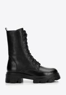 Leather platform combat boots, black, 97-D-526-0-38, Photo 1