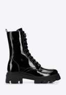 Leather platform combat boots, black-graphite, 97-D-526-1L-40, Photo 1