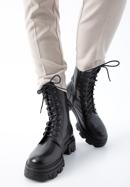 Leather platform combat boots, black, 97-D-526-0-36, Photo 15