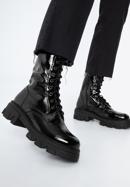 Leather platform combat boots, black-graphite, 97-D-526-0-40, Photo 15