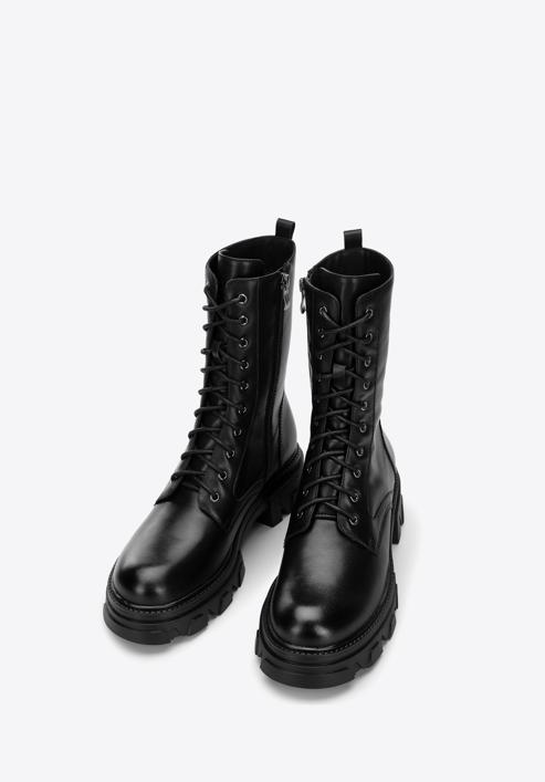 Leather platform combat boots, black, 97-D-526-1L-35, Photo 2