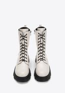 Leather platform combat boots, cream, 97-D-526-1-36, Photo 3