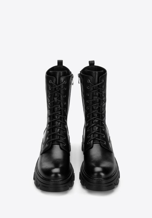 Leather platform combat boots, black, 97-D-526-0-36, Photo 3
