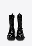 Leather platform combat boots, black-graphite, 97-D-526-0-40, Photo 3