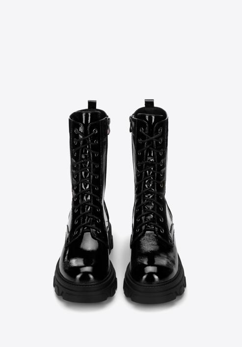 Leather platform combat boots, black-graphite, 97-D-526-0-38, Photo 3
