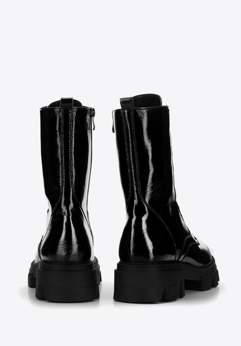 Leather platform combat boots, black-graphite, 97-D-526-1L-35, Photo 4