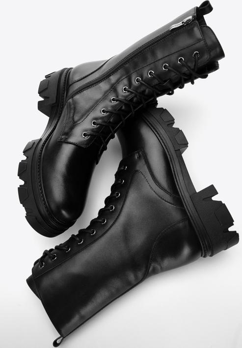 Leather platform combat boots, black, 97-D-526-1-39, Photo 6