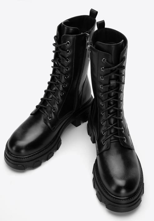 Leather platform combat boots, black, 97-D-526-1-39, Photo 7