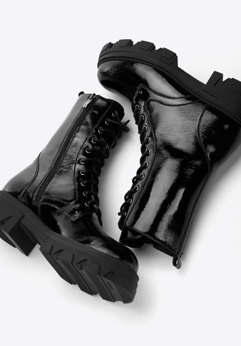 Leather platform combat boots, black-graphite, 97-D-526-1-39, Photo 7