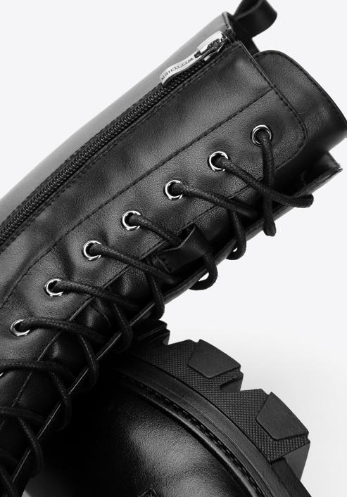 Leather platform combat boots, black, 97-D-526-1-39, Photo 8